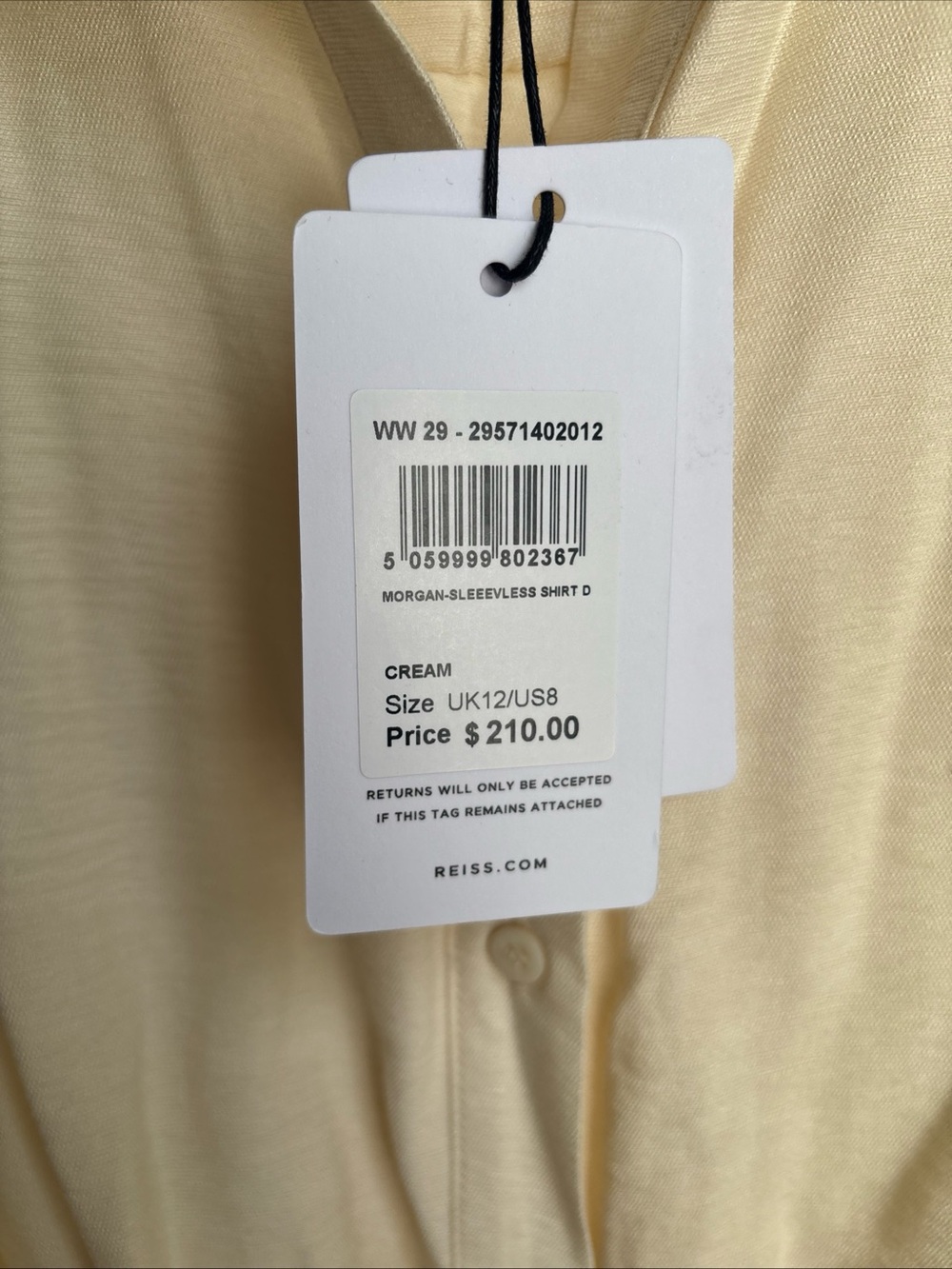 NWT Reiss Morgan Sleeveless Midi Shirt Dress Size 8 Cream - Picture 6 of 12